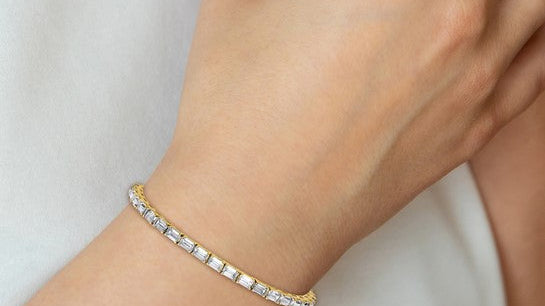 Jacob Mercari 14K Yellow Gold Emerald Cut Diamond Tennis Bracelet