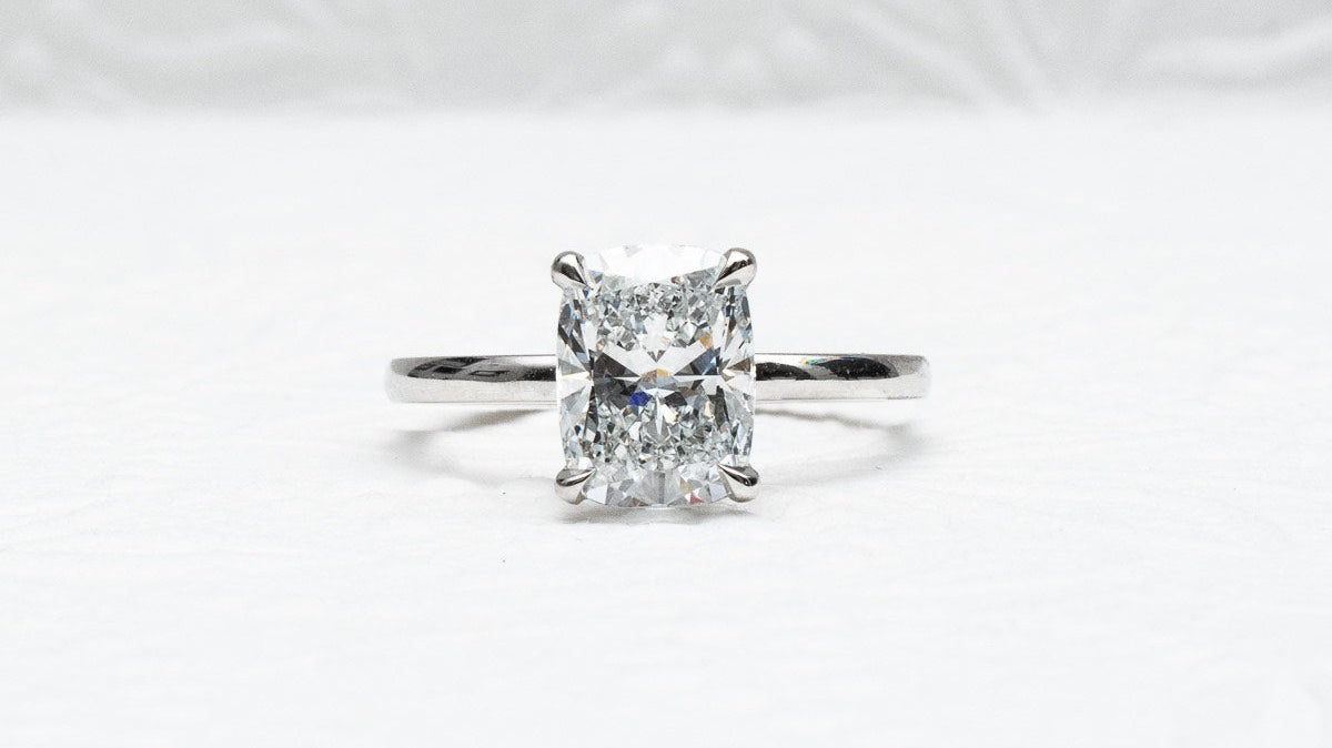 Jacob Mercari Radiant Cut Custom 14K White Gold Engagement Ring