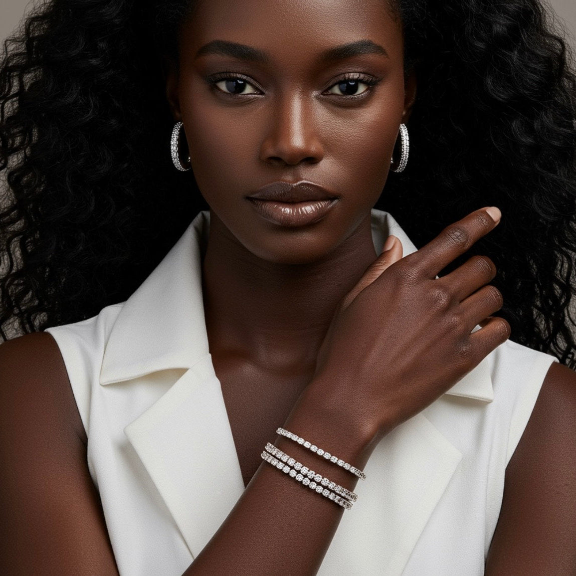 model wearing lab-grown jewellery