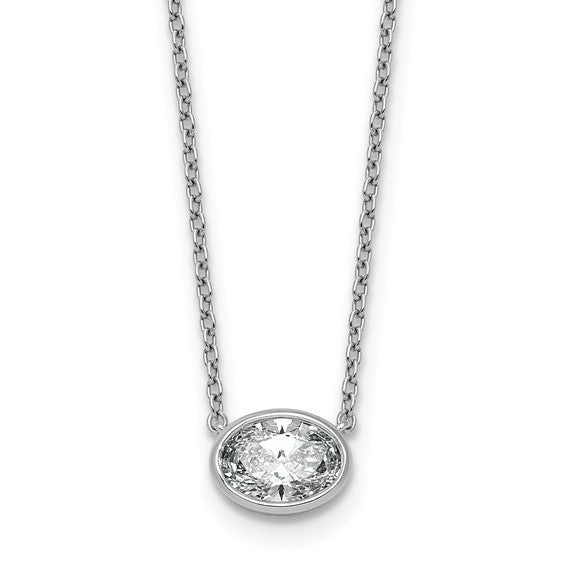 Jacob Mercari 1 ct Lab-Grown Diamond oval cut bezel setting necklace in 14K White Gold