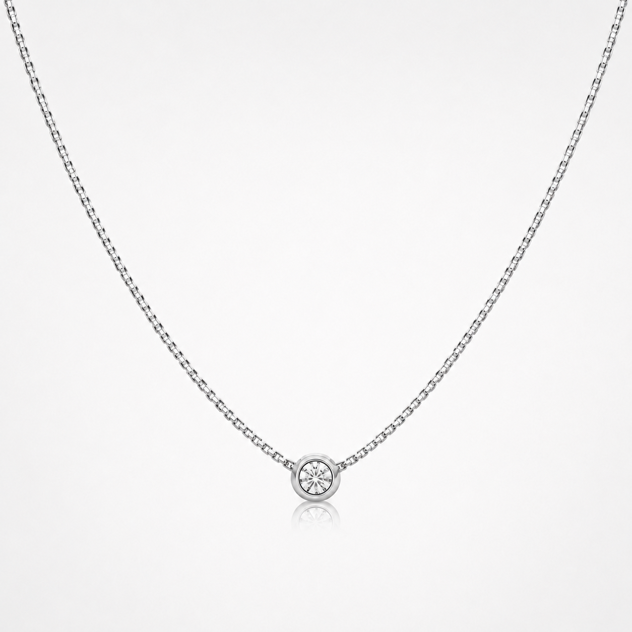 Jacob Mercari 14K White Gold 0.15 CT Lab-Grown Diamond Bezel Necklace