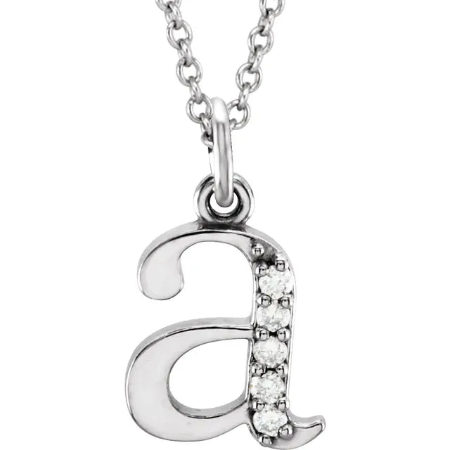 Jacob Mercari 14K White Gold Natural Diamond Lowercase a Initial Necklace