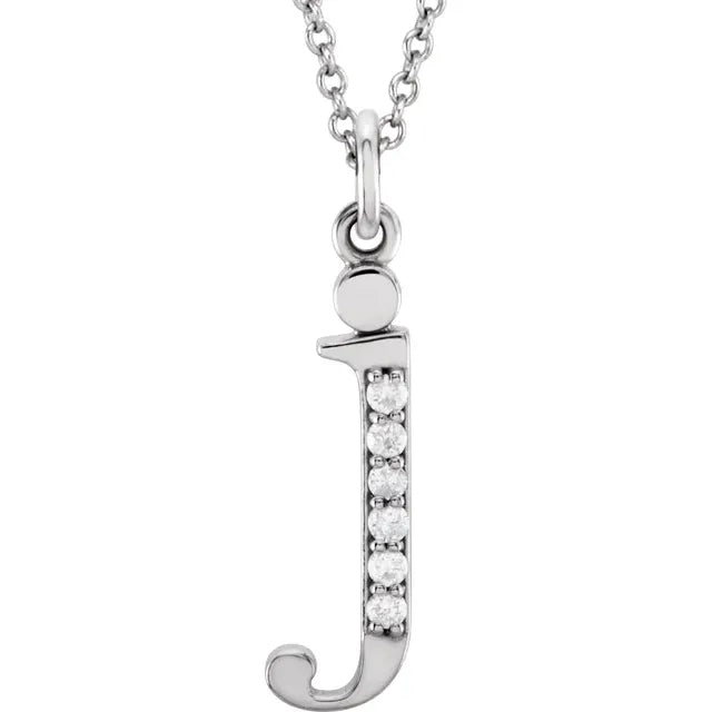 Jacob Mercari 14K White Gold Natural Diamond Lowercase j Initial Necklace