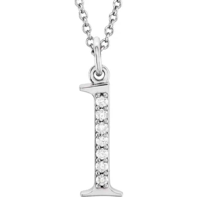 Jacob Mercari 14K White Gold Natural Diamond Lowercase l Initial Necklace