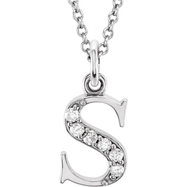 Jacob Mercari 14K White Gold Natural Diamond Lowercase s Initial Necklace