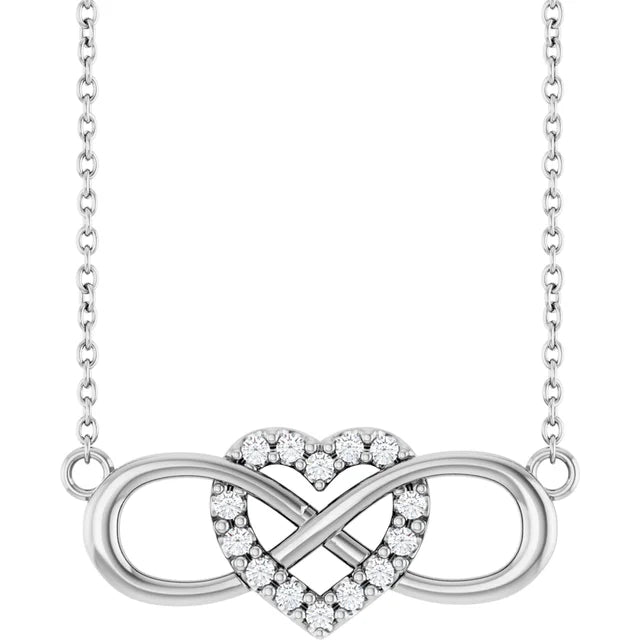 Jacob Mercari 14K White Gold Lab-Grown Diamond Heart & Infinity-Inspired Necklace