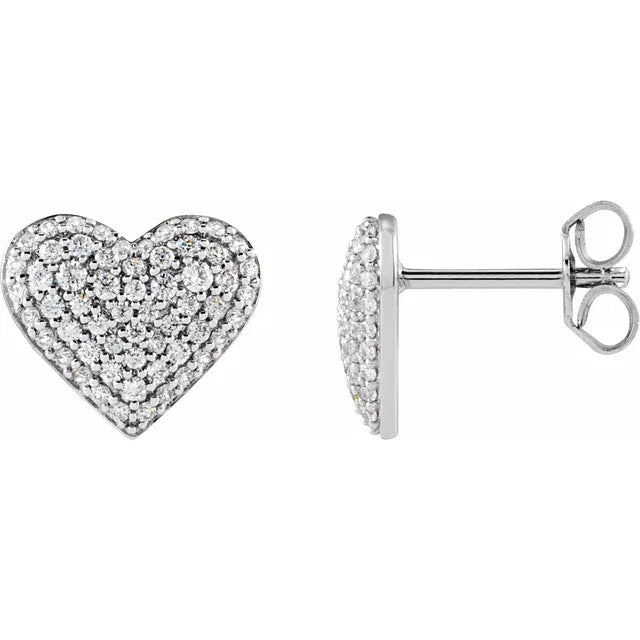 Jacob Mercari 14K White Gold 1/2 CTW Lab-Grown Diamond Puffed Heart Earrings