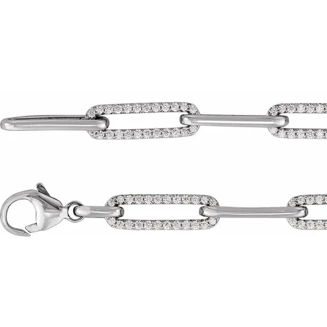 Jacob Mercari 14K White Gold 1 CTW Lab-Grown Diamond Link Bracelet Close up
