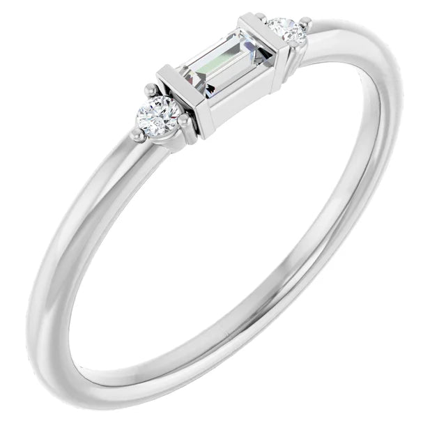 1/8 CTW Natural Diamond Stackable Ring in 14K White Gold
