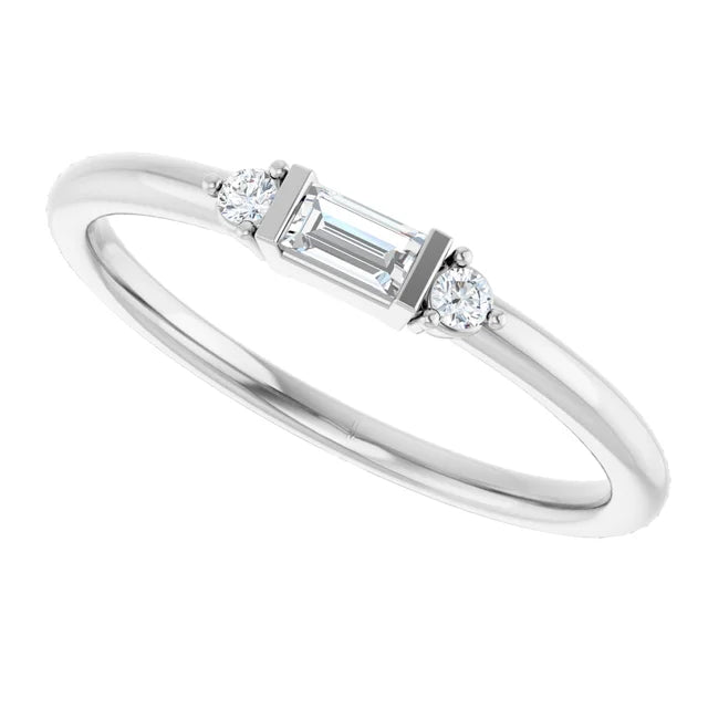 1/8 CTW Natural Diamond Stackable Ring in 14K White Gold