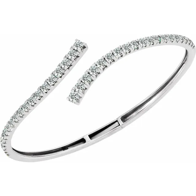 2 5/8 CTW Lab-Grown Diamond Graduated Bypass Cuff Bracelet in 14K White Gold
