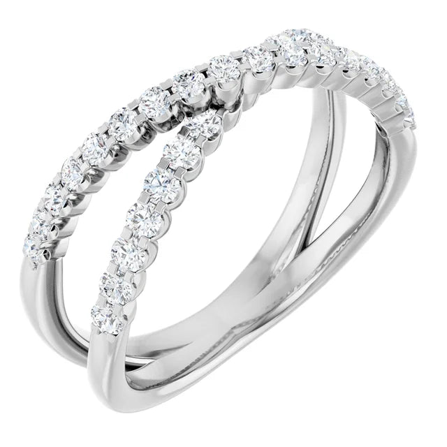 14K White Gold 1/2 CTW Natural Diamond Criss-Cross Ring