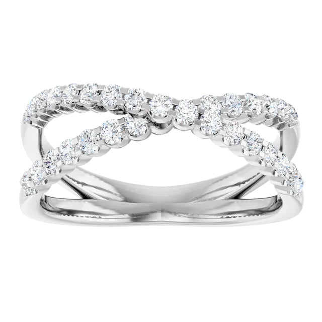 14K White Gold 1/2 CTW Natural Diamond Criss-Cross Ring
