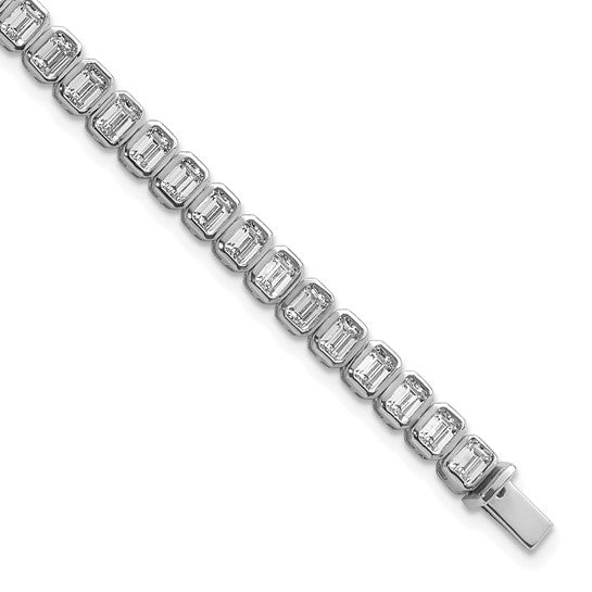 Jacob Mercari Lab-Grown Diamond 14K White Gold Emerald Cut Tennis Bracelet