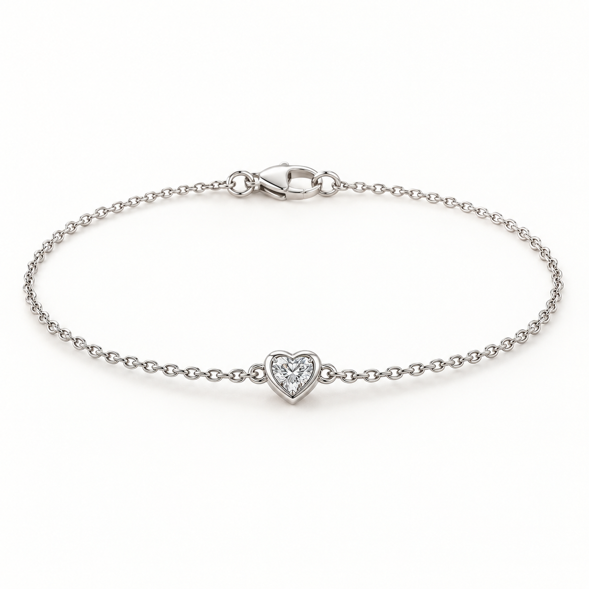 14K Gold Lab-Grown Diamond Bezel-Set Heart Bracelet