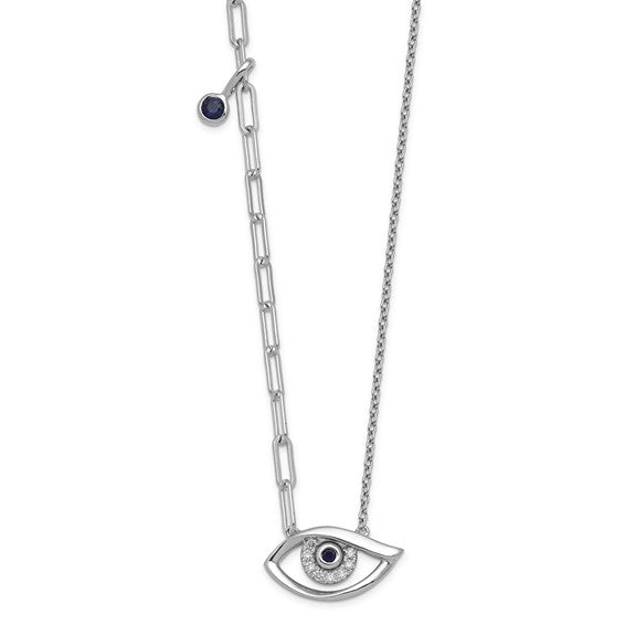 Jacob Mercari 14K White Gold Lab-Grown Diamond Evil Eye Necklace