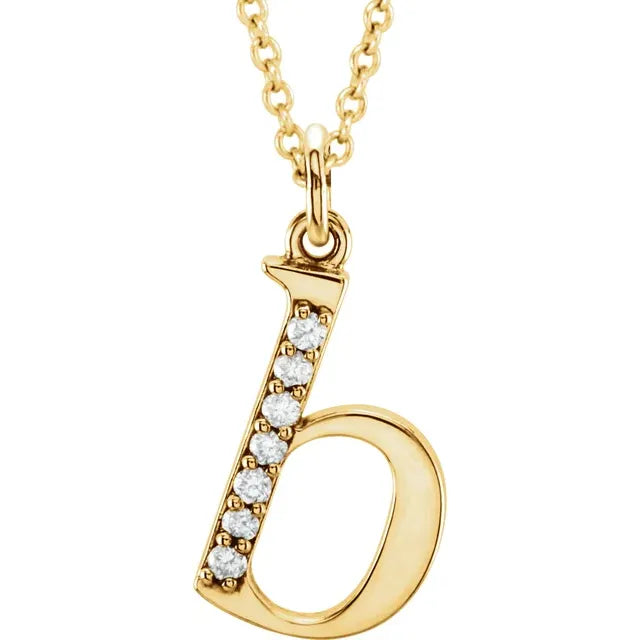 Jacob Mercari 14K Yellow Gold Natural Diamond Lowercase b Initial Necklace