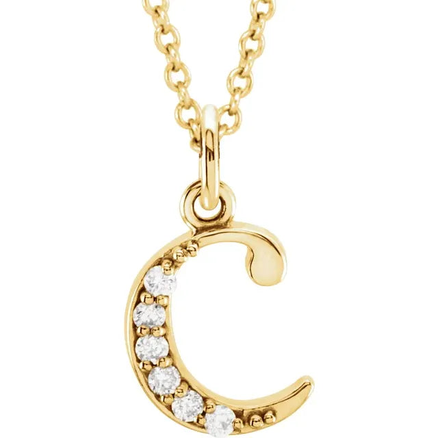 Jacob Mercari 14K Yellow Gold Natural Diamond Lowercase c Initial Necklace