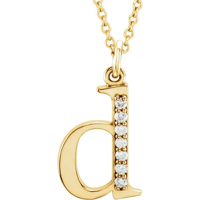 Jacob Mercari 14K Yellow Gold Natural Diamond Lowercase d Initial Necklace