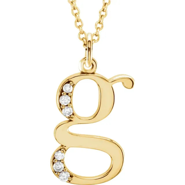 Jacob Mercari 14K Yellow Gold Natural Diamond Lowercase g Initial Necklace