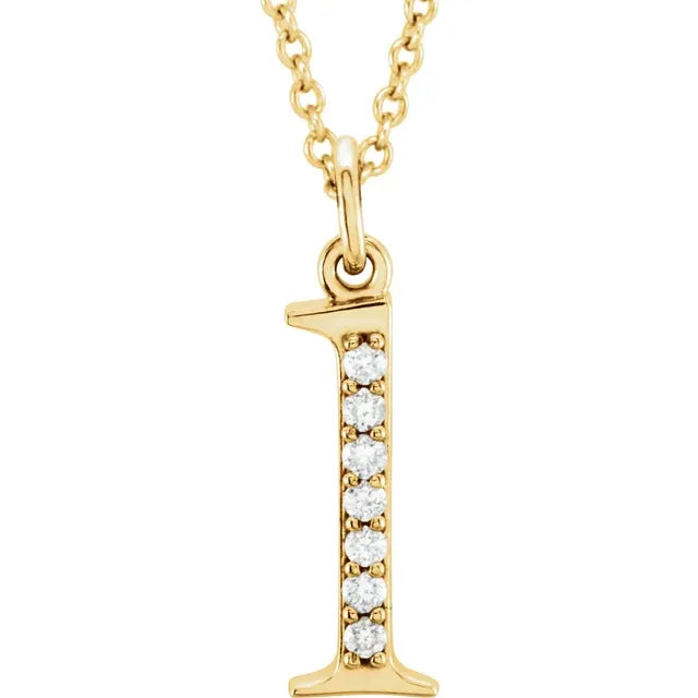 Jacob Mercari 14K Yellow Gold Natural Diamond Lowercase l Initial Necklace