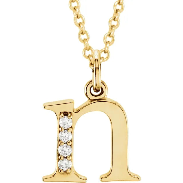 Jacob Mercari 14K Yellow Gold Natural Diamond Lowercase n Initial Necklace