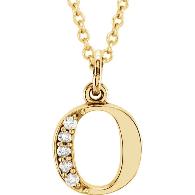Jacob Mercari 14K Yellow Gold Natural Diamond Lowercase o Initial Necklace