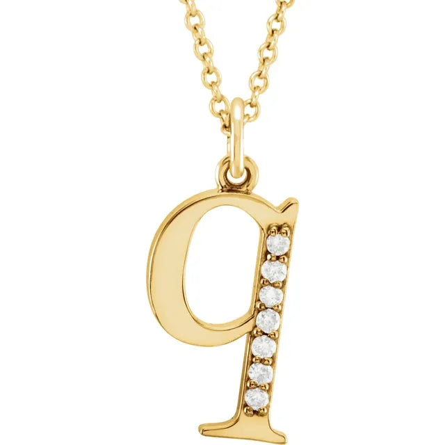 Jacob Mercari 14K Yellow Gold Natural Diamond Lowercase q Initial Necklace
