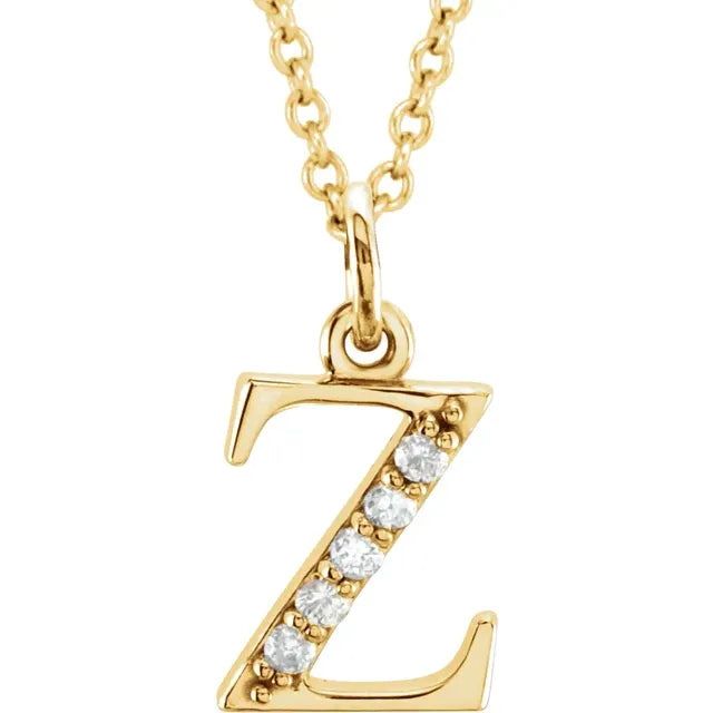 Jacob Mercari 14K Yellow Gold Natural Diamond Lowercase z Initial Necklace