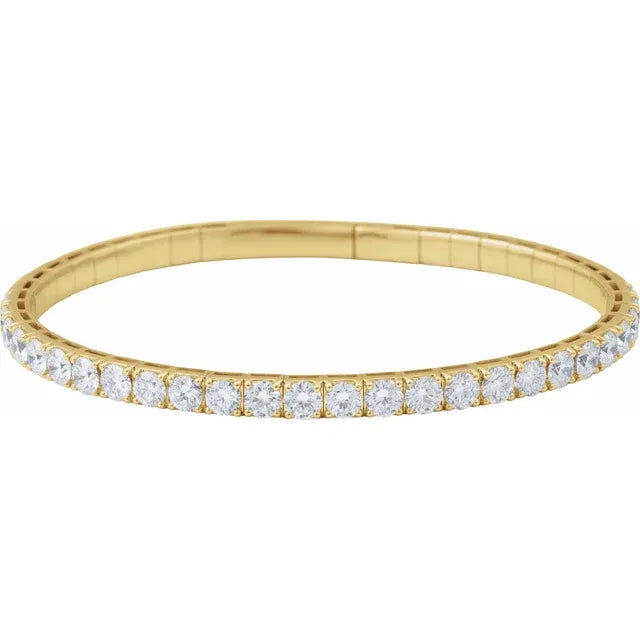 3 CTW Natural Diamond Flexible Bangle Bracelet in 14K Yellow Gold