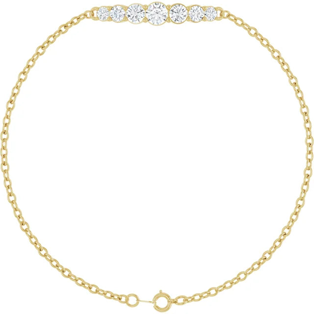 7/8 CTW Natural Diamond Link Bracelet in 14K Yellow Gold