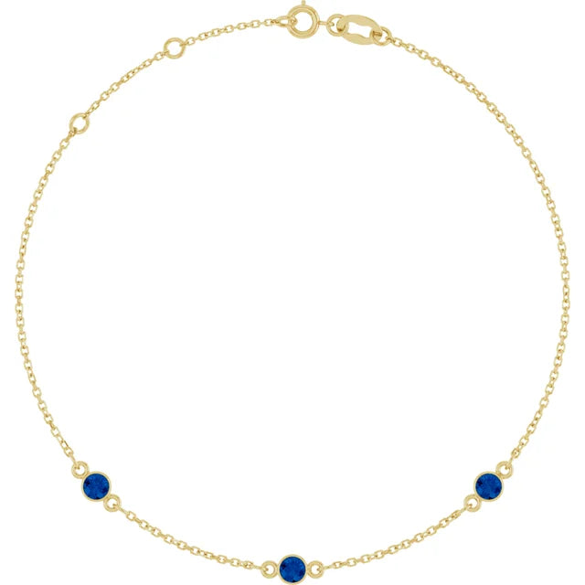 Jacob Mercari 14K Yellow Gold Natural Sapphire 3 Station Bezel necklace