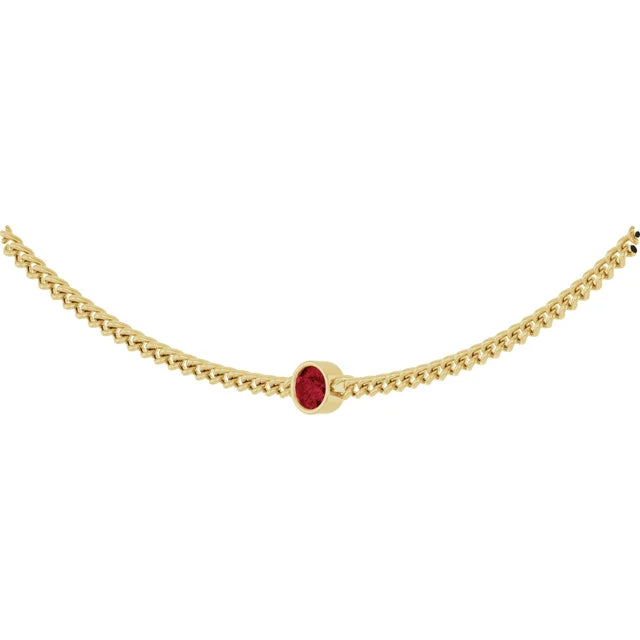 Jacob Mercari 14K Yellow Gold Lab-Grown Ruby Bezel Setting Solitaire necklace
