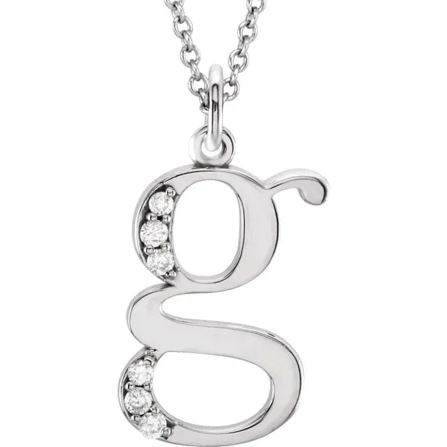 Jacob Mercari 14K White Gold Natural Diamond Lowercase g Initial Necklace