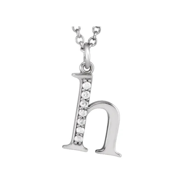 Jacob Mercari 14K White Gold Natural Diamond Lowercase h Initial Necklace