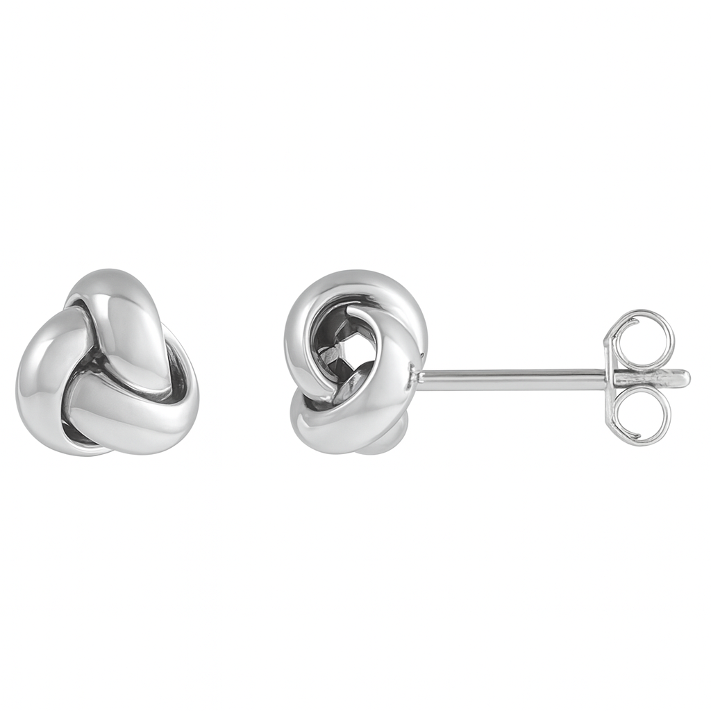 14K White Gold Knot Earrings