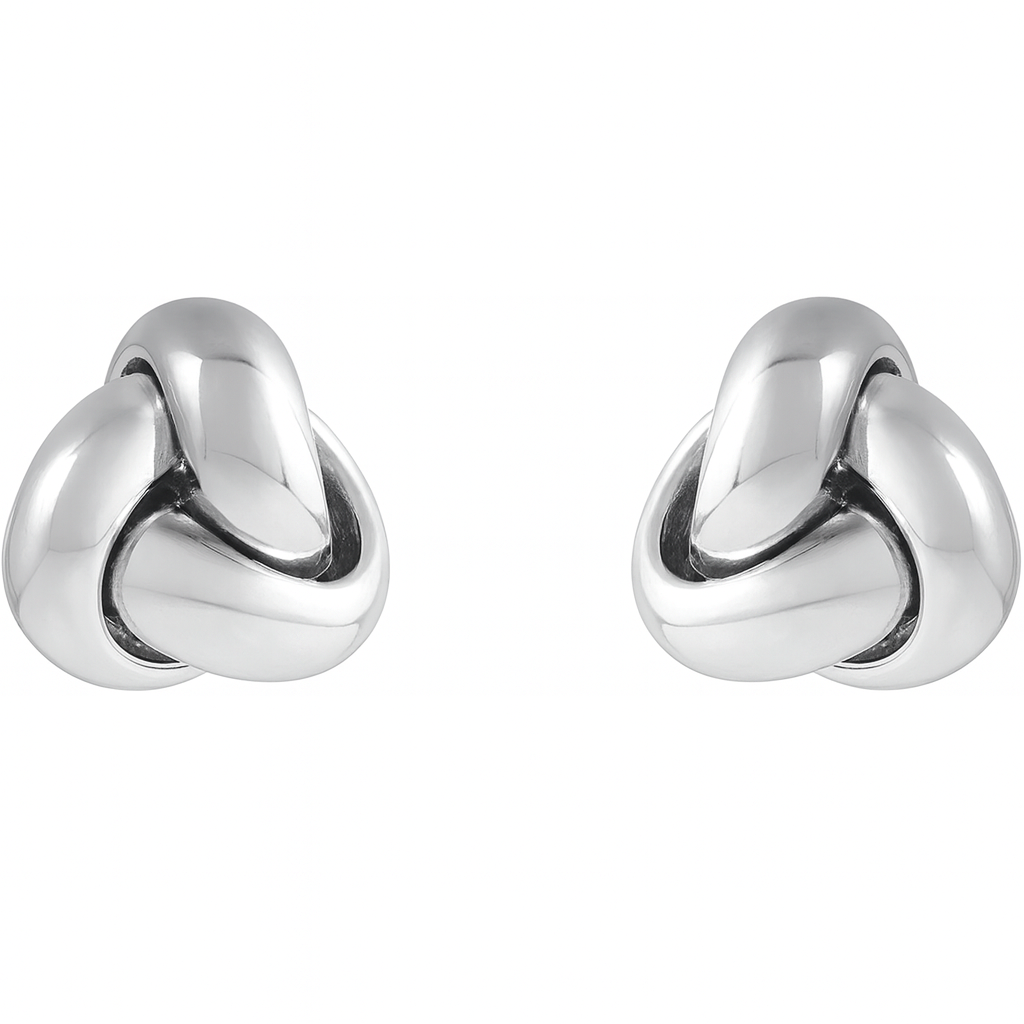 14K White Gold Knot Earrings