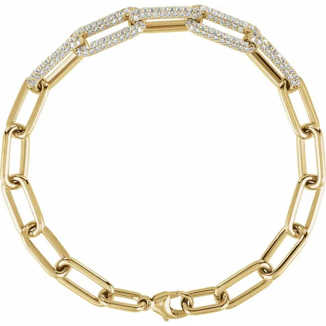 Jacob Mercari 14K Yellow gold 1 1/2 CTW Lab-Grown Diamond Paperclip-Style 7" Bracelet