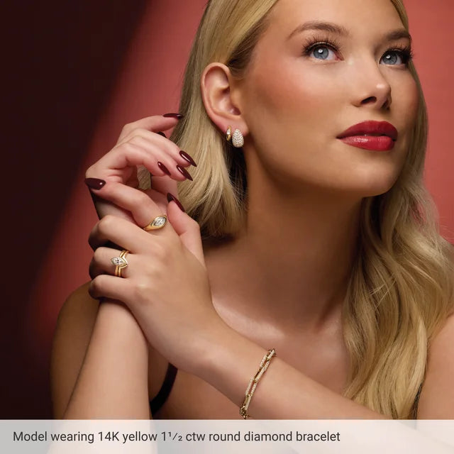 Model 14K Yellow 1 1/2 CTW Lab-Grown Diamond Paperclip-Style 7" Bracelet