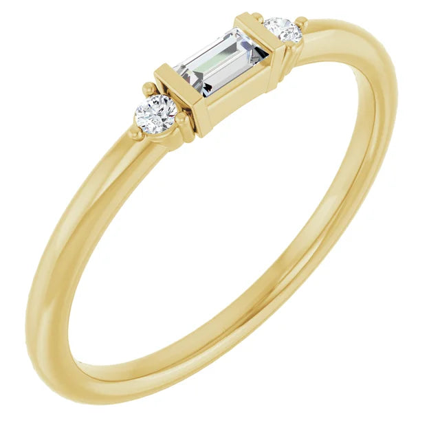 1/8 CTW Natural Diamond Stackable Ring in 14K Yellow Gold