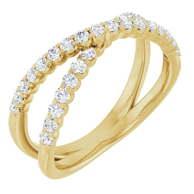 14K Yellow Gold 1/2 CTW Natural Diamond Criss-Cross Ring