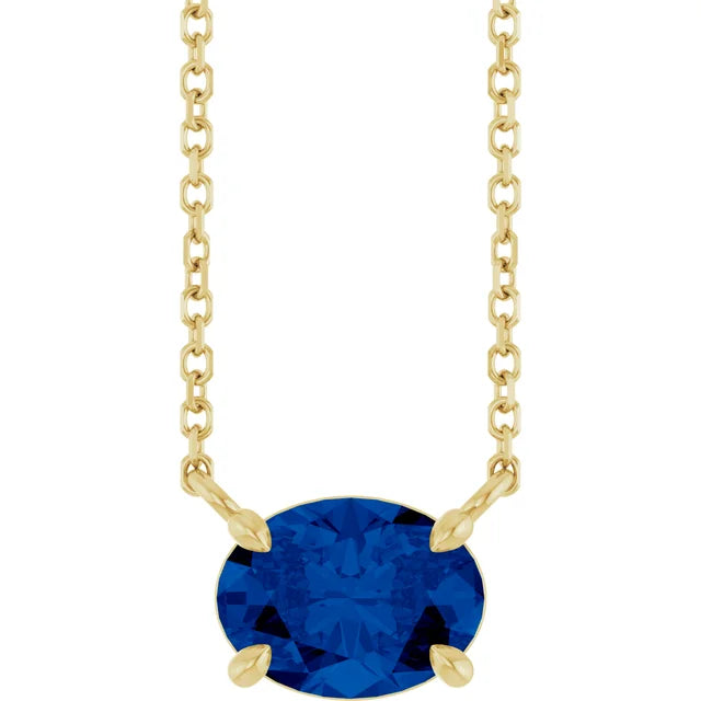 Jacob Mercari 14K Gold Natural Blue Sapphire 4-Claw Prong Necklace