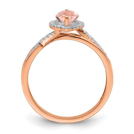 Jacob Mercari Vintage Style 14k Rose Gold Diamond Morganite Marquise Engagement Ring