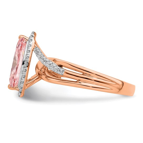 Jacob Mercari Vintage Style 14k Rose Gold Diamond Morganite Marquise Engagement Ring