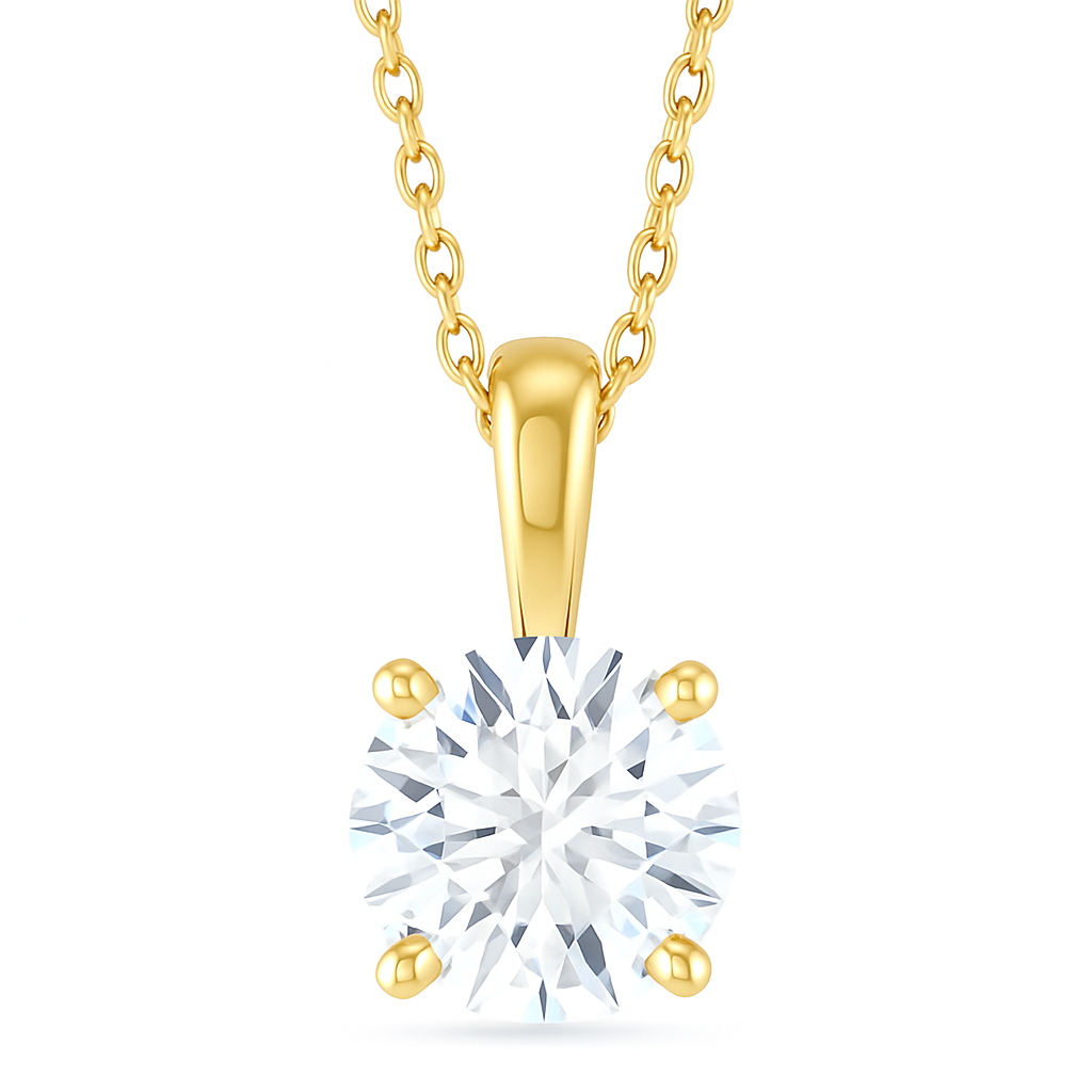 Jacob Mercari 14K Yellow Gold Lab-Grown Round Diamond Solitaire Pendant