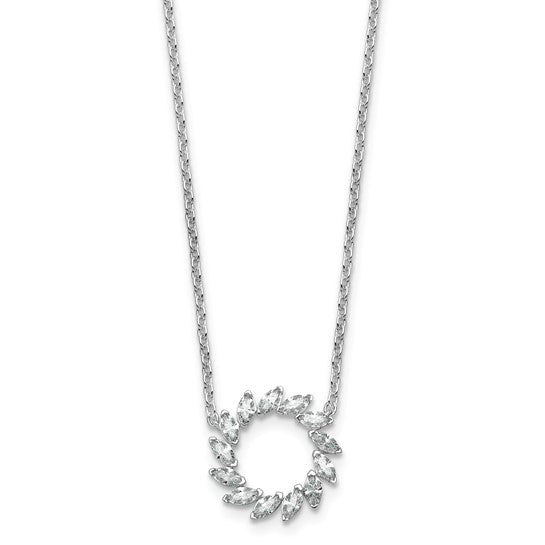14K White Gold 1 CTW Lab-Grown Diamond Marquise Cut Circle Necklace
