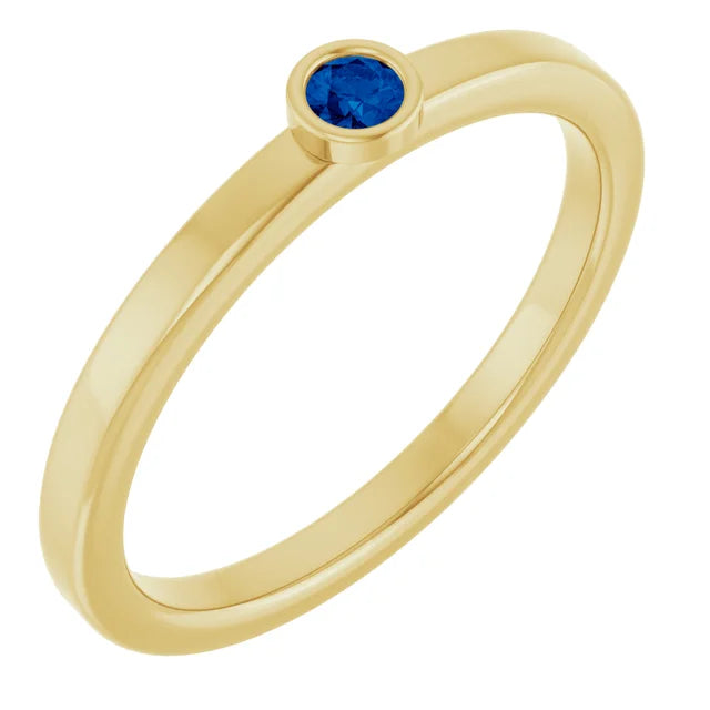 Jacob Meracri Natural Blue Sapphire 14K Gold Ring 2.5mm