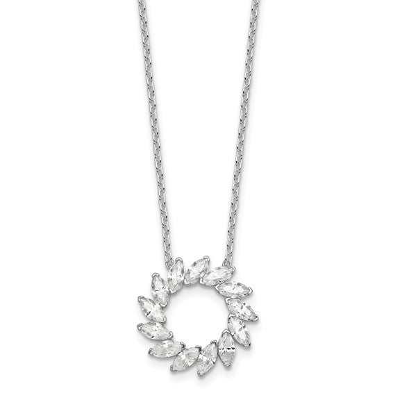 14K White Gold 2ct Lab-Grown Diamond Marquise Cut Circle Necklace