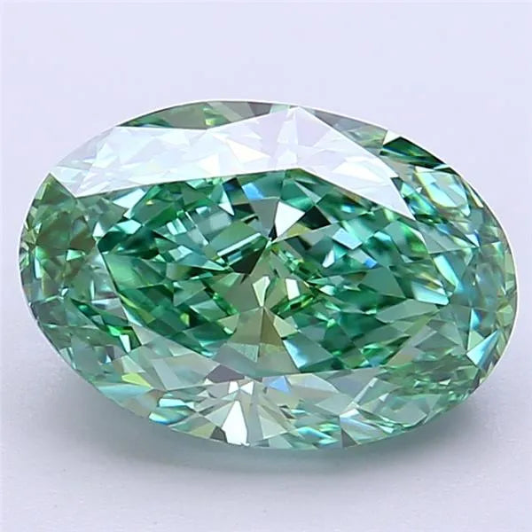 3.71ct Oval Lab Grown Diamond (Colour Fancy Vivid Green, Clarity VVS2, IGI Certified)