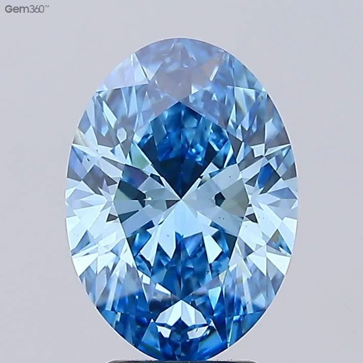 3.92ct Oval Lab Grown Diamond (Colour Fancy Vivid Blue, Clarity VS2, IGI Certified)